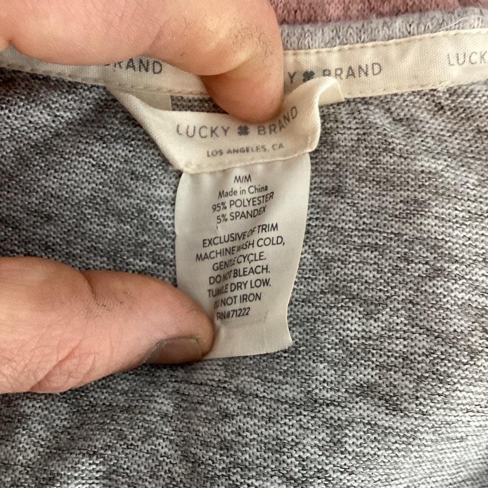 Lucky Brand Hacci Ombré Lounge Sleep T-Shirt Gray Rose M - Picture 6 of 6
